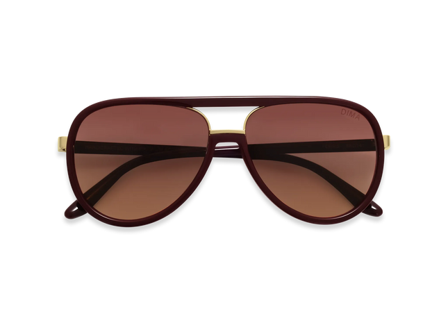 DIMA Sunglasses Orris Gold Maroon Frame Wine Gradient Lens 2