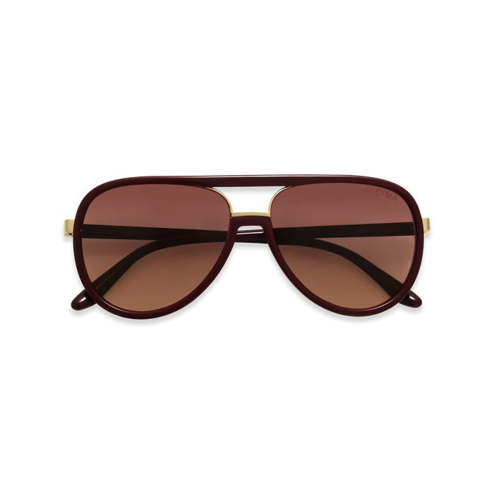 DIMA Sunglasses Orris Gold Maroon Frame Wine Gradient Lens 2