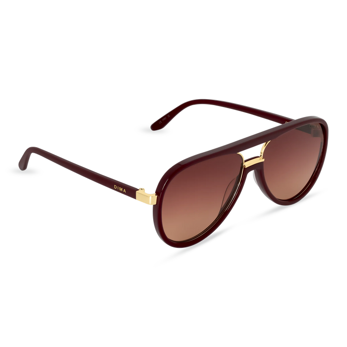 DIMA Sunglasses Orris Gold Maroon Frame Wine Gradient Lens 3