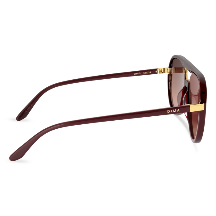 DIMA Sunglasses Orris Gold Maroon Frame Wine Gradient Lens 4
