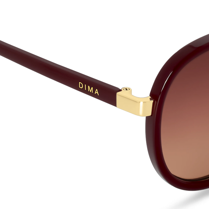 DIMA Sunglasses Orris Gold Maroon Frame Wine Gradient Lens 5