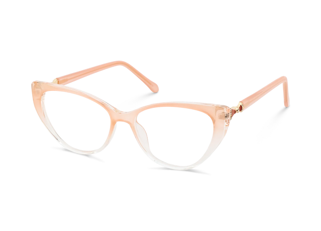 Destiny Peach Nude to Clear Gradient Gradient Cat Eye Glasses 3