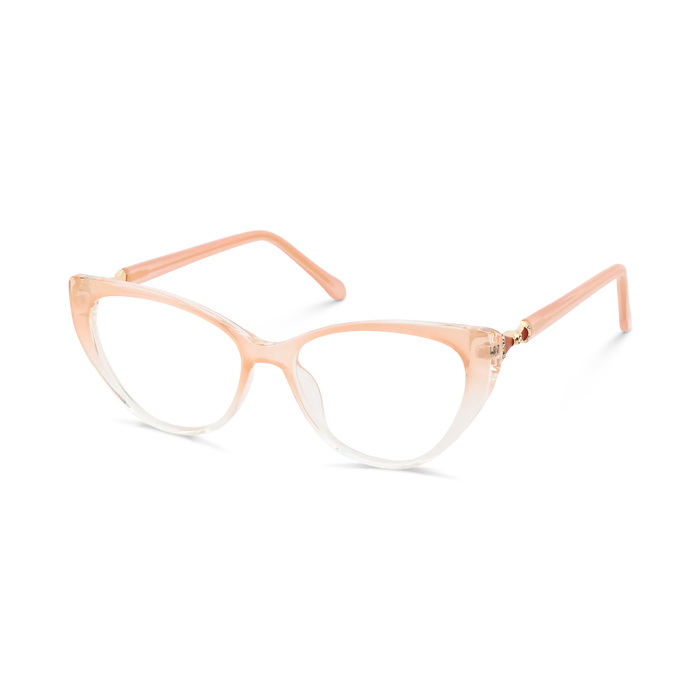 Destiny Peach Nude to Clear Gradient Gradient Cat Eye Glasses 3