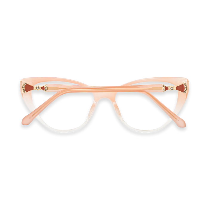Destiny Peach Nude to Clear Gradient Gradient Cat Eye Glasses 5