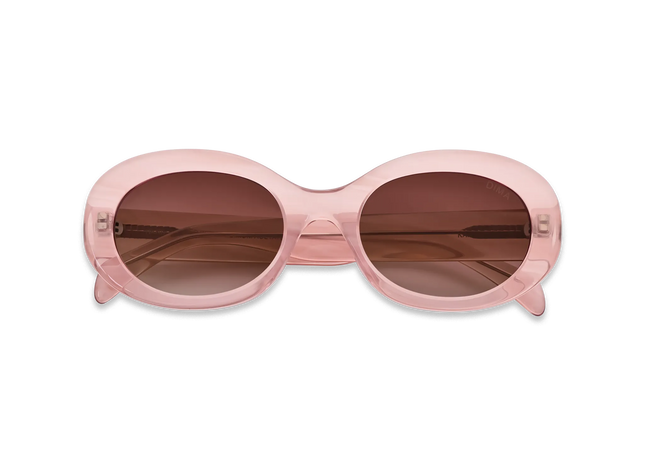 Dima Eyewear Kaia Crystal Pink Pearl Demi Frame Wine Gradient Lens 2