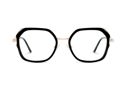 Ellie Black/Gold Square Glasses-Front Unfolded View 2