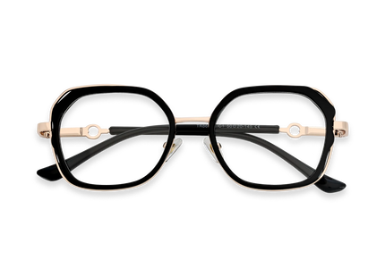 Ellie Black/Gold Square Glasses-Front View 1