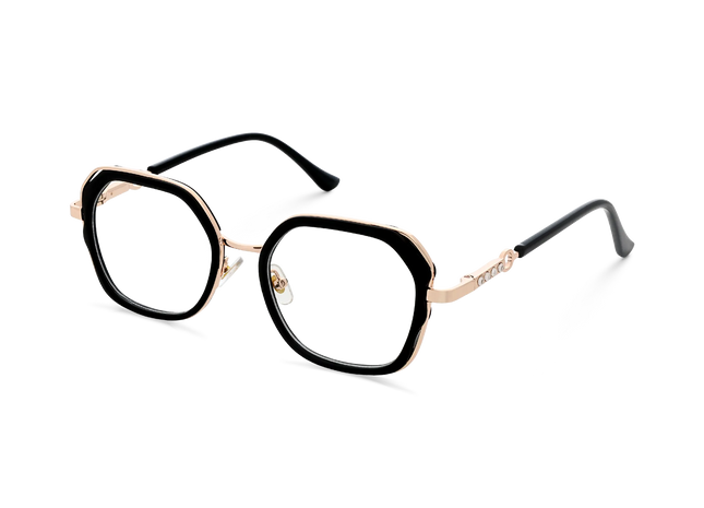 Ellie Black/Gold Square Glasses-Side Angle View 3