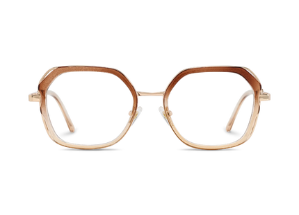 Ellie Brown Gradient/Gold Square Glasses-Front Unfolded View 2