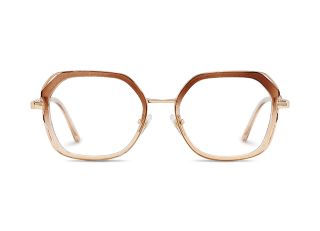 Ellie Brown Gradient/Gold Square Glasses-Front Unfolded View 2