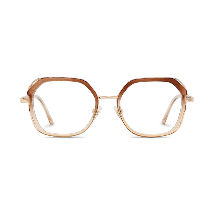 Ellie Brown Gradient/Gold Square Glasses-Front Unfolded View 2