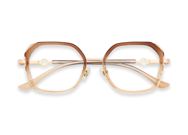 Ellie Brown Gradient/Gold Square Glasses-Front View 1