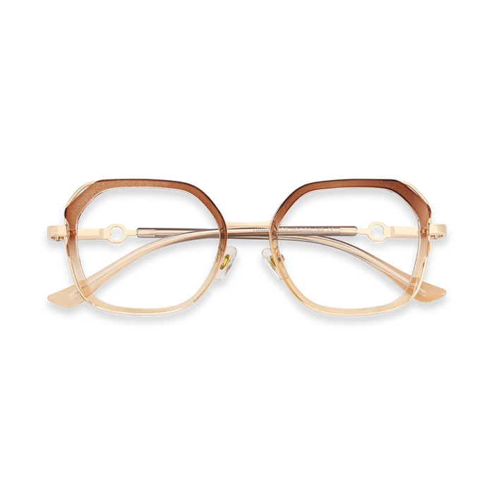 Ellie Brown Gradient/Gold Square Glasses-Front View 1
