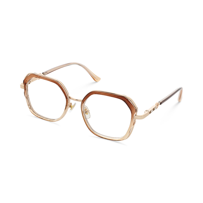 Ellie Brown Gradient/Gold Square Glasses-Side Angle View 3