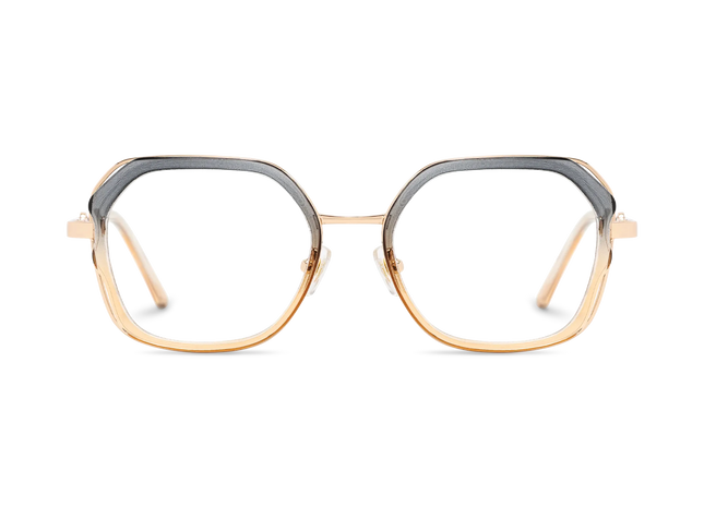 Ellie Grey to Champagne/Gold Square Glasses-Front Unfolded View 2