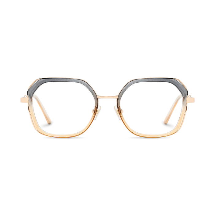 Ellie Grey to Champagne/Gold Square Glasses-Front Unfolded View 2
