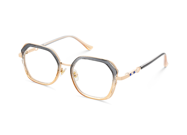 Ellie Grey to Champagne/Gold Square Glasses-Side Angle View 3