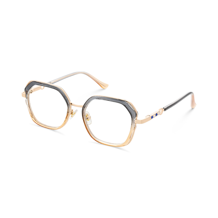 Ellie Grey to Champagne/Gold Square Glasses-Side Angle View 3