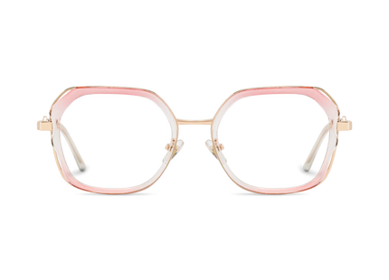 Ellie Pink Gradient /Gold Square Glasses-Front Unfolded View 2