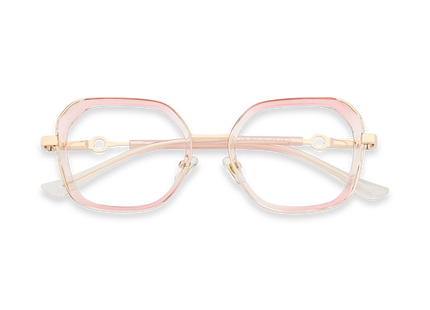 Ellie Pink Gradient /Gold Square Glasses-Front View 1