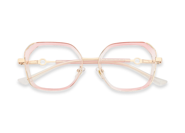 Ellie Pink Gradient /Gold Square Glasses-Front View 1