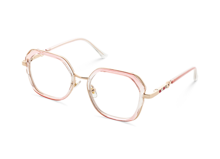 Ellie Pink Gradient /Gold Square Glasses-Side Angle View 3