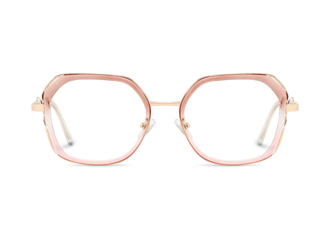 Ellie Purple Gradient/Gold Square Glasses-Front Unfolded View 2