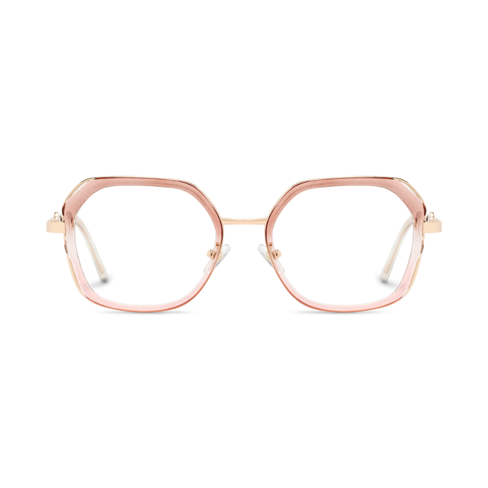 Ellie Purple Gradient/Gold Square Glasses-Front Unfolded View 2