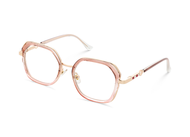 Ellie Purple Gradient/Gold Square Glasses-Side Angle View 3