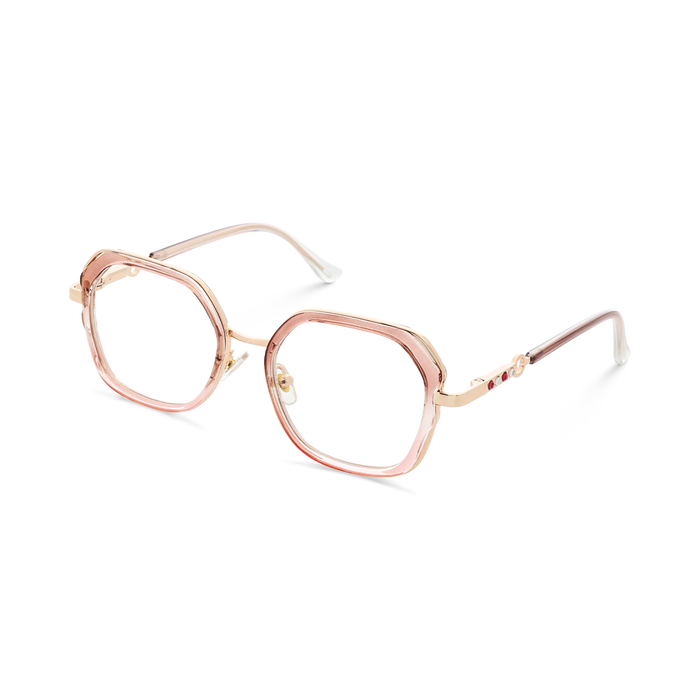 Ellie Purple Gradient/Gold Square Glasses-Side Angle View 3