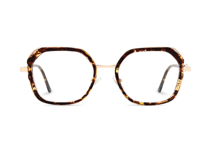 Ellie Tortoise/Gold Square Glasses-Front Unfolded View 2