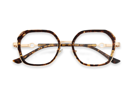 Ellie Tortoise/Gold Square Glasses-Front view 1