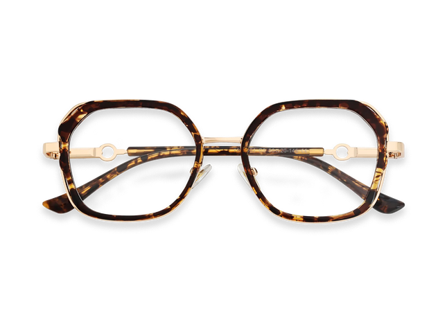 Ellie Tortoise/Gold Square Glasses-Front view 1