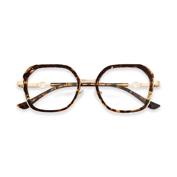 Ellie Tortoise/Gold Square Glasses-Front view 1