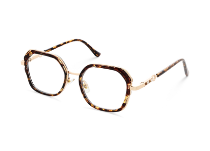 Ellie Tortoise/Gold Square Glasses-Side Angle View 3