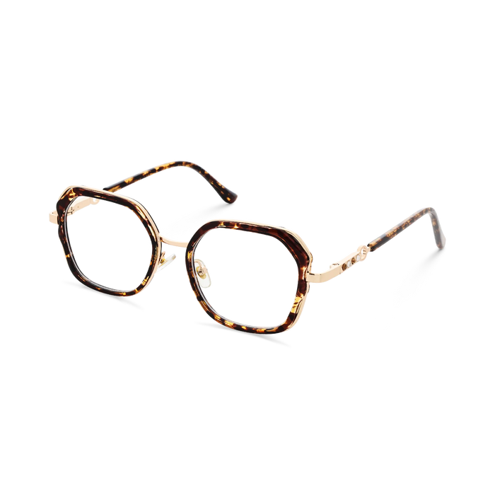 Ellie Tortoise/Gold Square Glasses-Side Angle View 3
