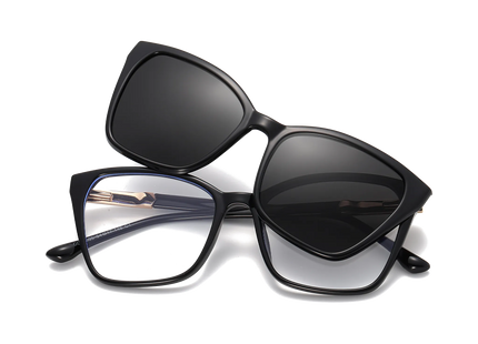 Eydology Ainsley Black/Polarized Grey Lens Clip on Sunglasses 1