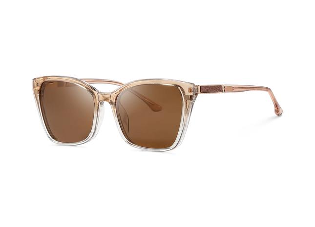 Eydology Ainsley Champagne to Clear Gradient / Polarized Brown Lens Clip on Sunglasses 2