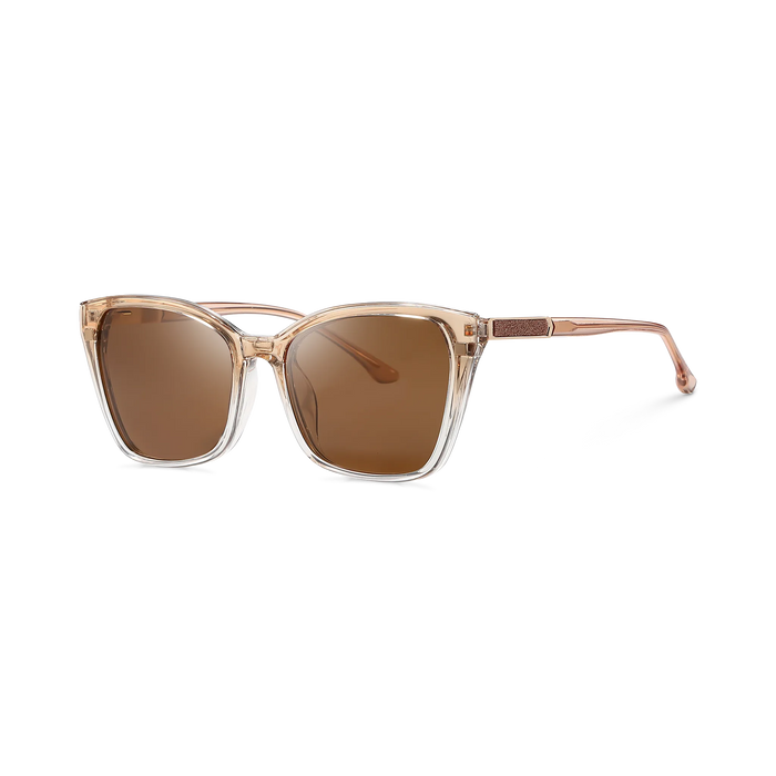 Eydology Ainsley Champagne to Clear Gradient / Polarized Brown Lens Clip on Sunglasses 2