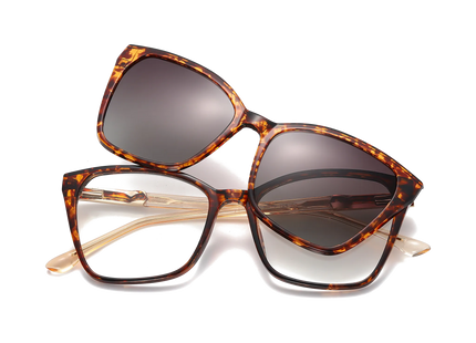 Eydology Ainsley Tortoise/Polarized Brown Lens Clip on Sunglasses 1