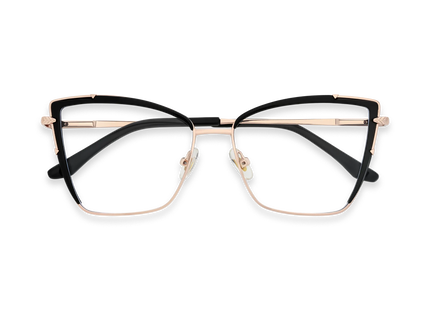 Eydology Alaina Gold/Black Cat Eye Glasses 1