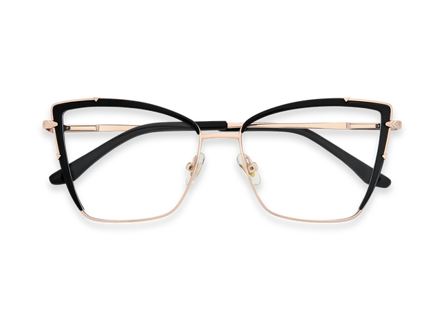 Eydology Alaina Gold/Black Cat Eye Glasses 1