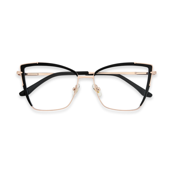 Eydology Alaina Gold/Black Cat Eye Glasses 1