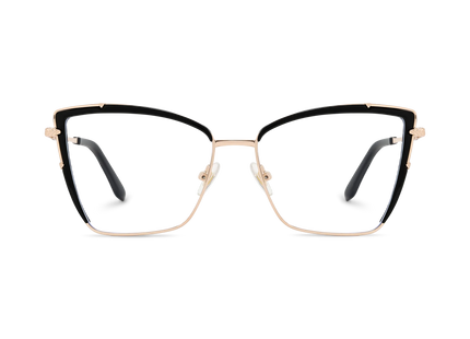 Eydology Alaina Gold/Black Cat Eye Glasses 2