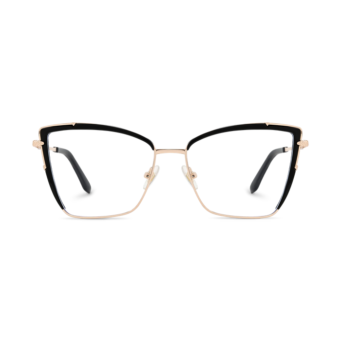 Eydology Alaina Gold/Black Cat Eye Glasses 2