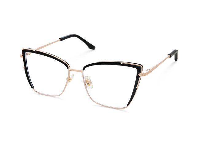 Eydology Alaina Gold/Black Cat Eye Glasses 3