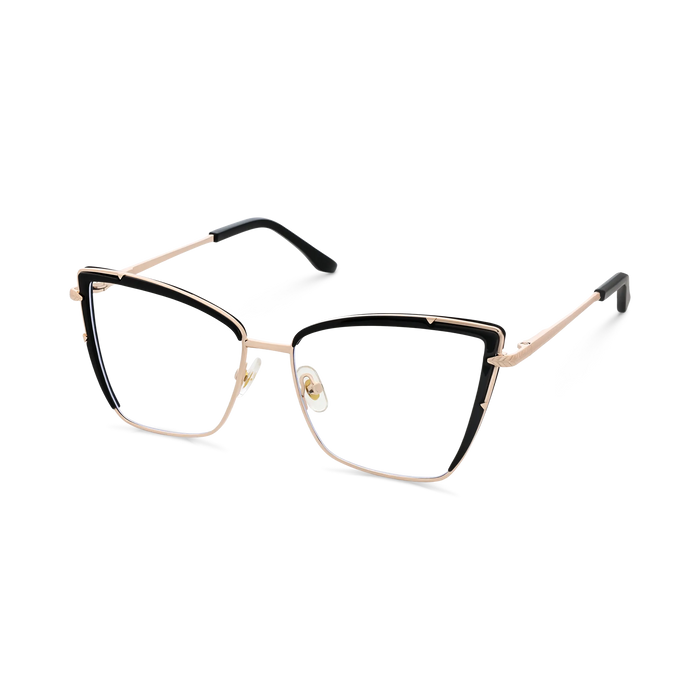 Eydology Alaina Gold/Black Cat Eye Glasses 3