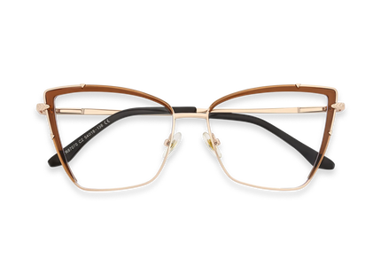 Eydology Alaina Gold/Brown Cat Eye Glasses 1