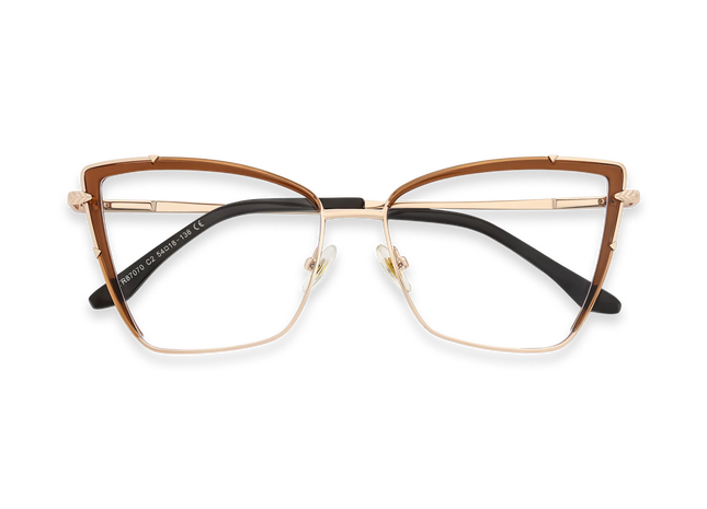 Eydology Alaina Gold/Brown Cat Eye Glasses 1