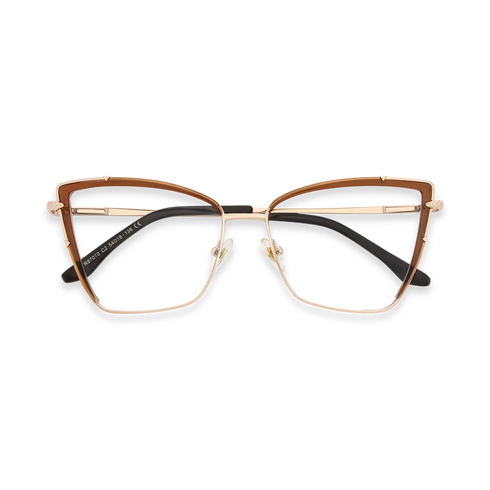 Eydology Alaina Gold/Brown Cat Eye Glasses 1